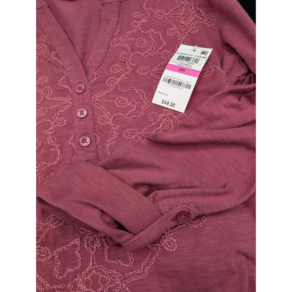 Style & Co. Raspberry Embroidered Shirt - Picture 6 of 10